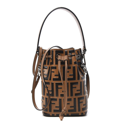 Fendi Vitello Liberty F is Fendi FF Embossed Mini Mon Tresor Bucket Bag Tobacco Black 1 of 10