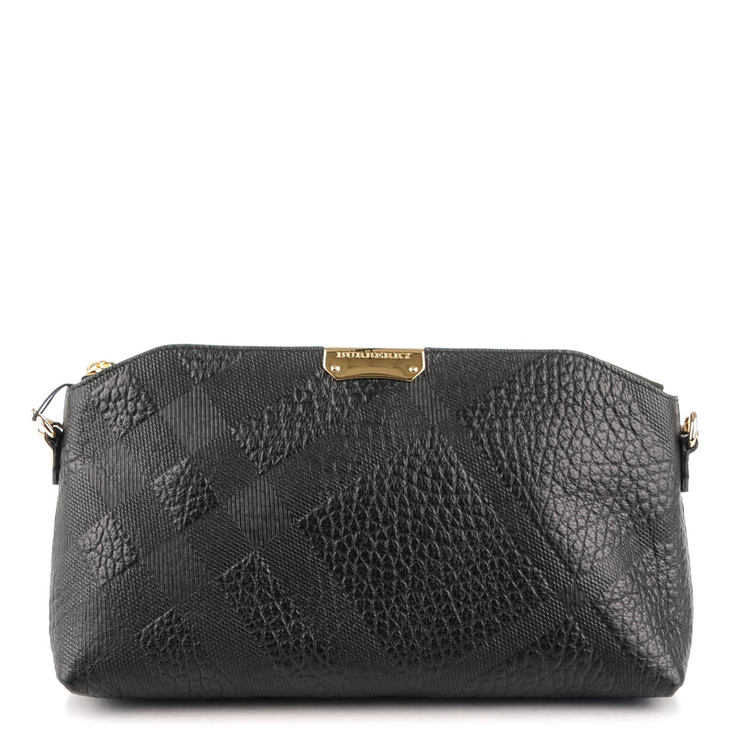 Signature Grain Calfskin Check Embossed Small Chichester Crossbody Clutch Bag Black