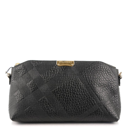 Burberry Signature Grain Calfskin Check Embossed Small Chichester Crossbody Clutch Bag Black 1 of 8