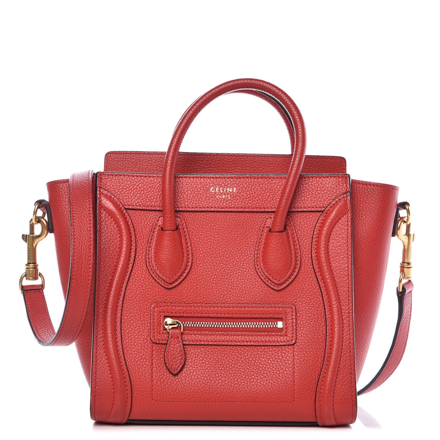 Drummed Calfskin Nano Luggage Coquelicot