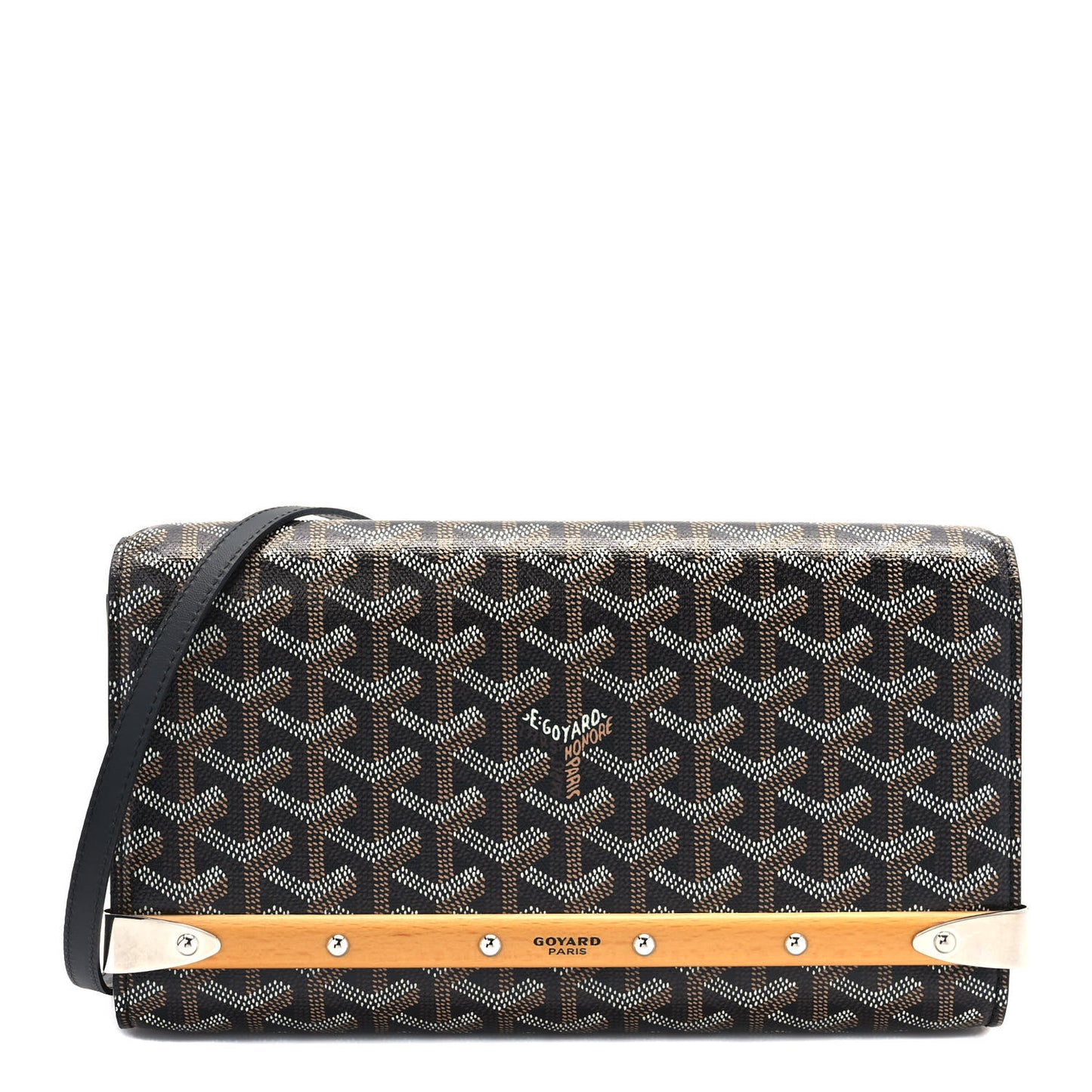 Goyardine Monte Carlo Bois Clutch With Strap Black