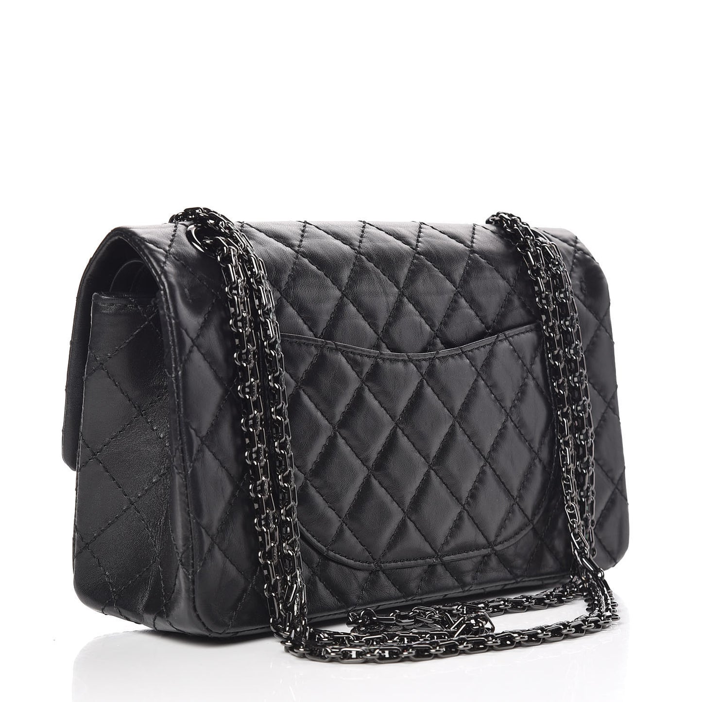 Aged Calfskin Quilted 2.55 Reissue 225 Flap So Black