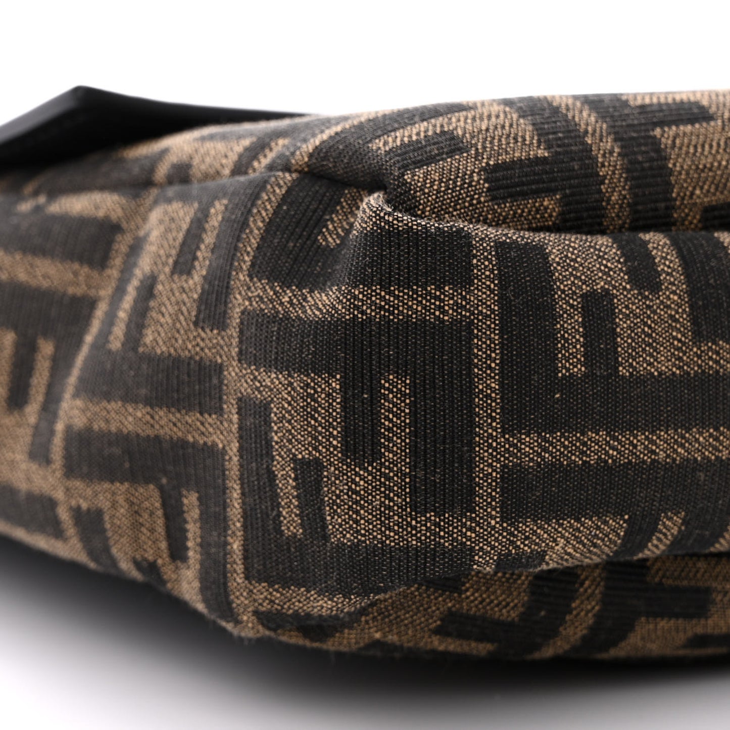 Recycled Fabric Jacquard Cotton Canvas Vitello Grace FF 1974 Large Convertible Baguette Tobacco Moro Black Beige