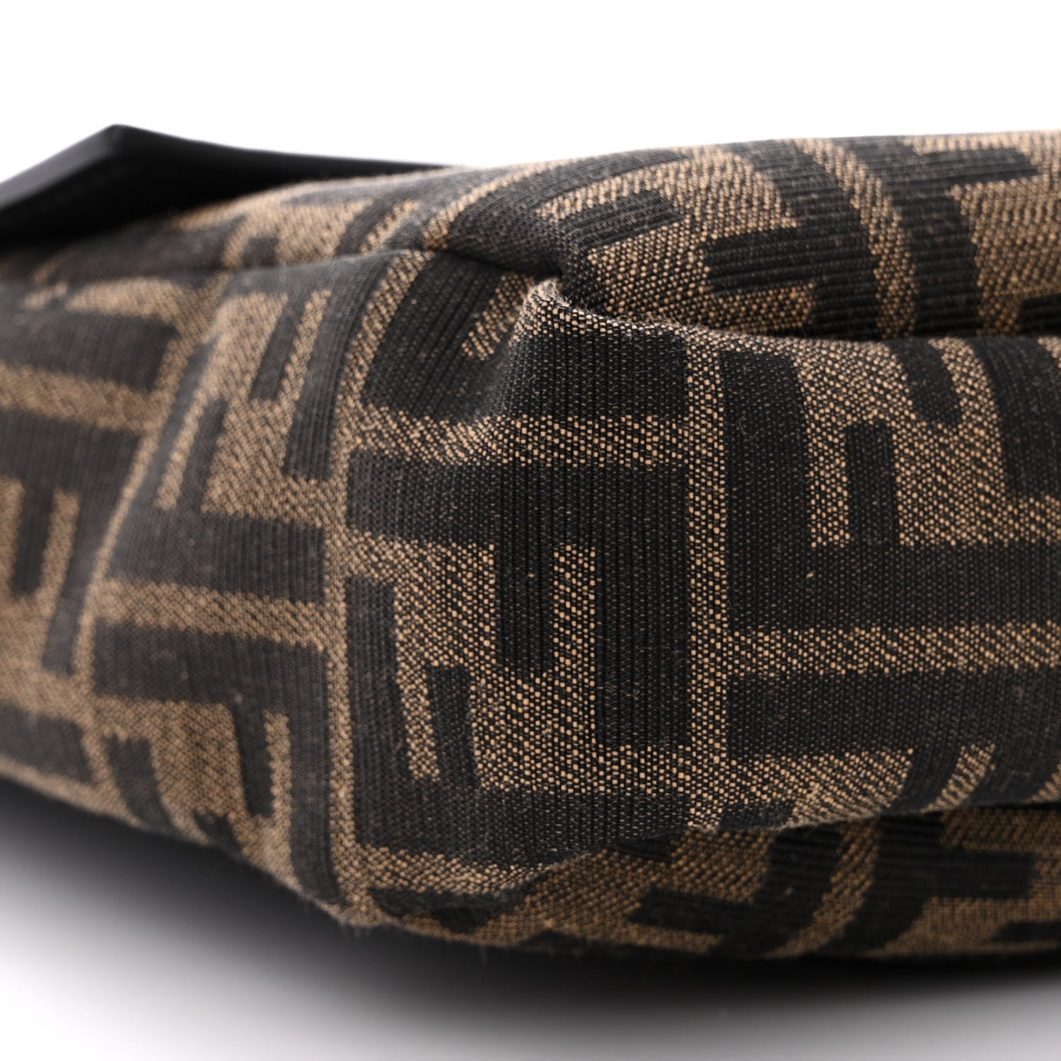 Fendi Recycled Fabric Jacquard Cotton Canvas Vitello Grace FF 1974 Large Convertible Baguette Tobacco Moro Black Beige 9 of 11