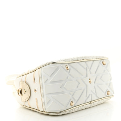 Christian Dior Perforated Calfskin Medium Dior Vibe Classic Bowling Bag White Gold 4 of 15