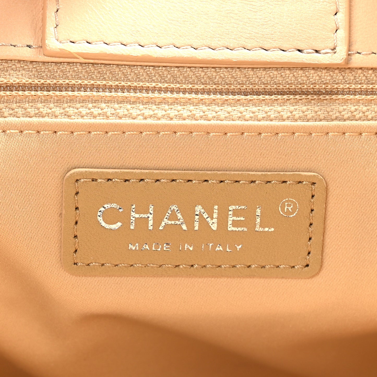 Lambskin Quilted Small Shopping Tote Beige