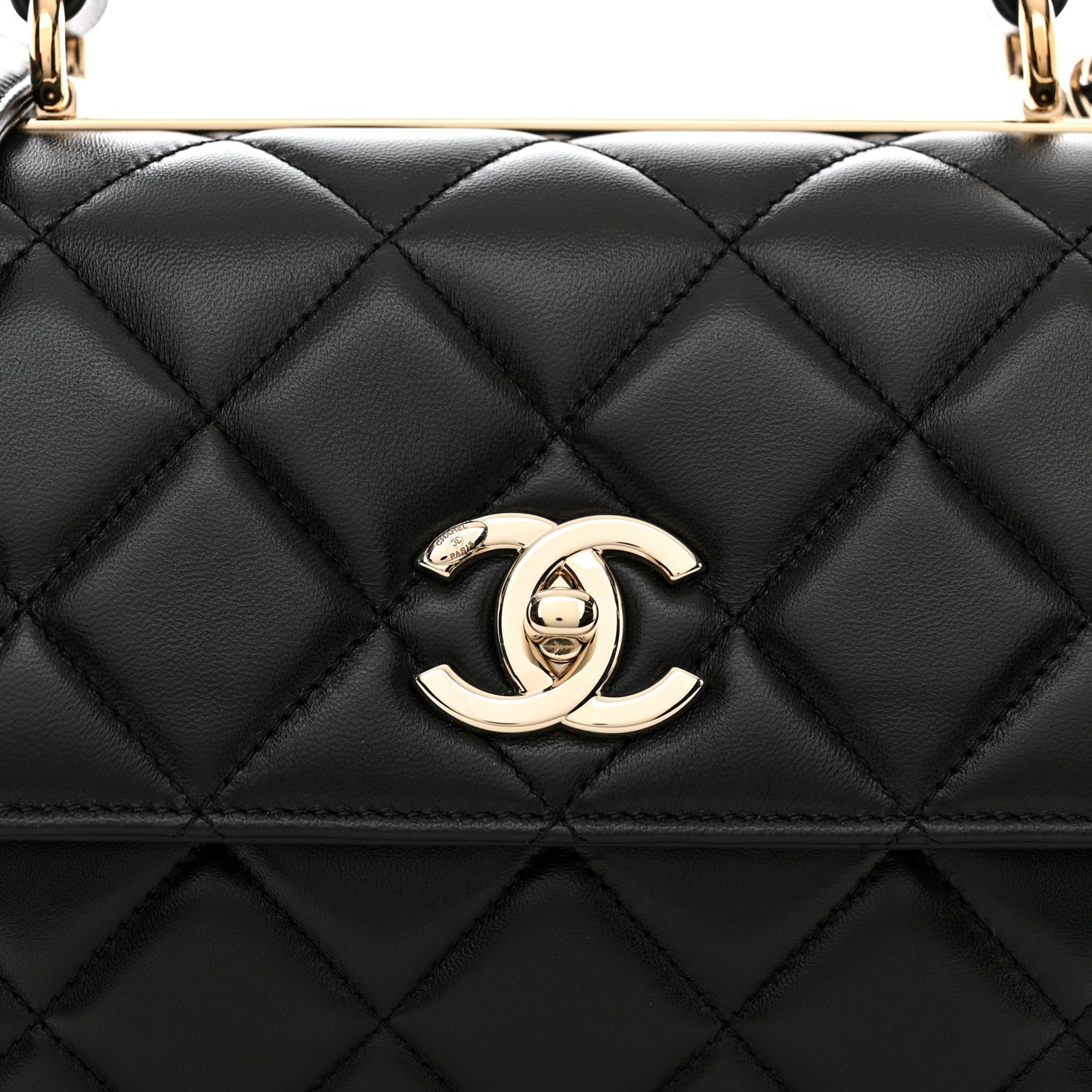 Lambskin Quilted Small Trendy CC Dual Handle Flap Bag Black