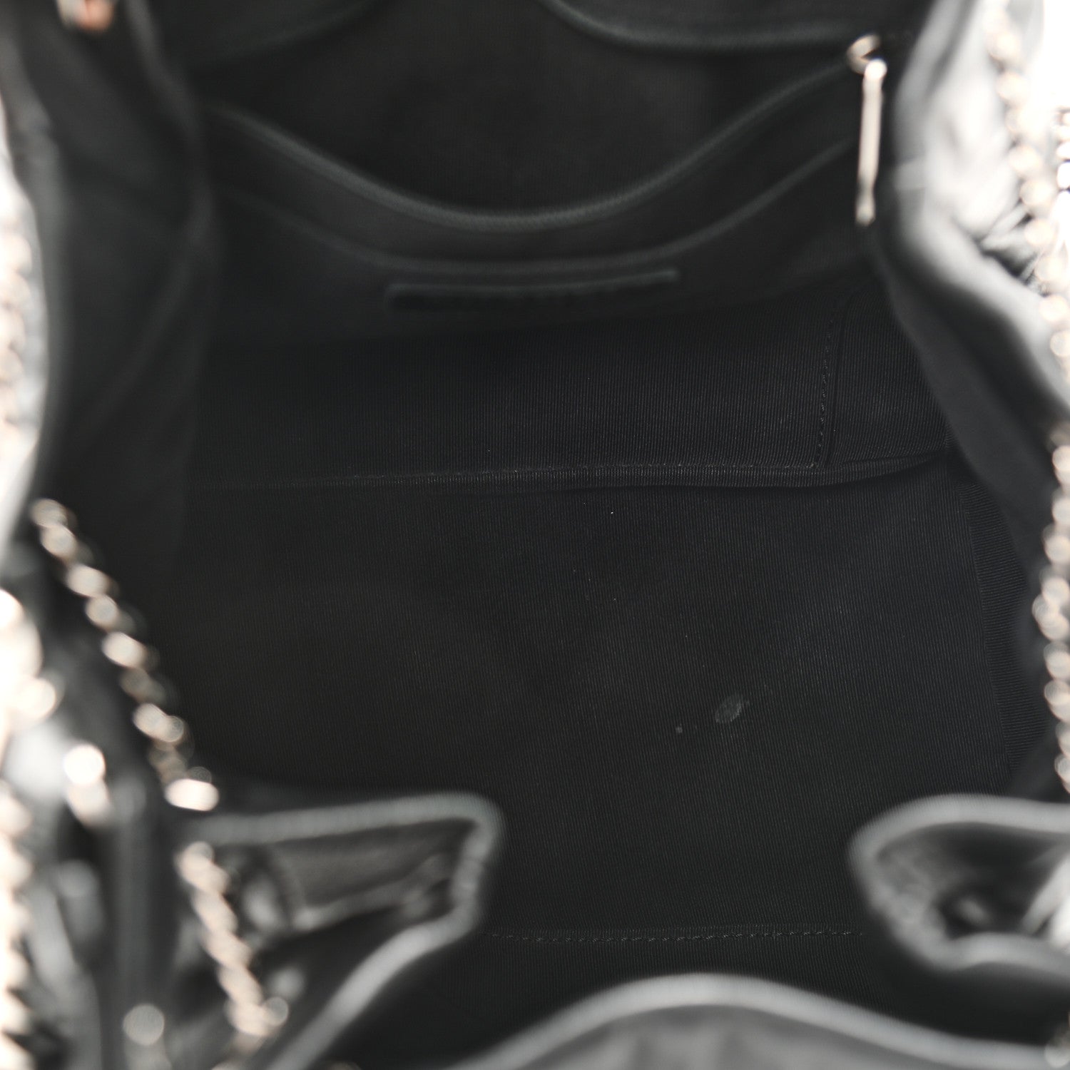 Chanel Caviar Flat Quilted CC Chain Bucket Drawstring Bag Black 7 of 11