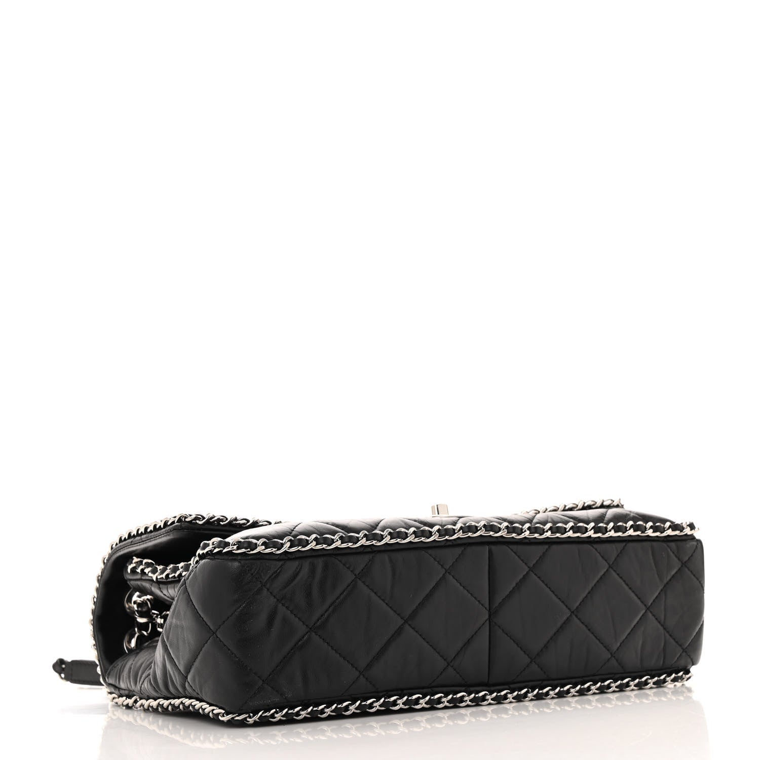 Chanel Crumpled Calfskin Quilted Large Chain All Over Flap Bag Black 4 of 11