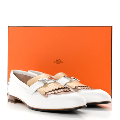 Hermes Goatskin Womens Royal Loafers 38 Multicolor White 9 of 9