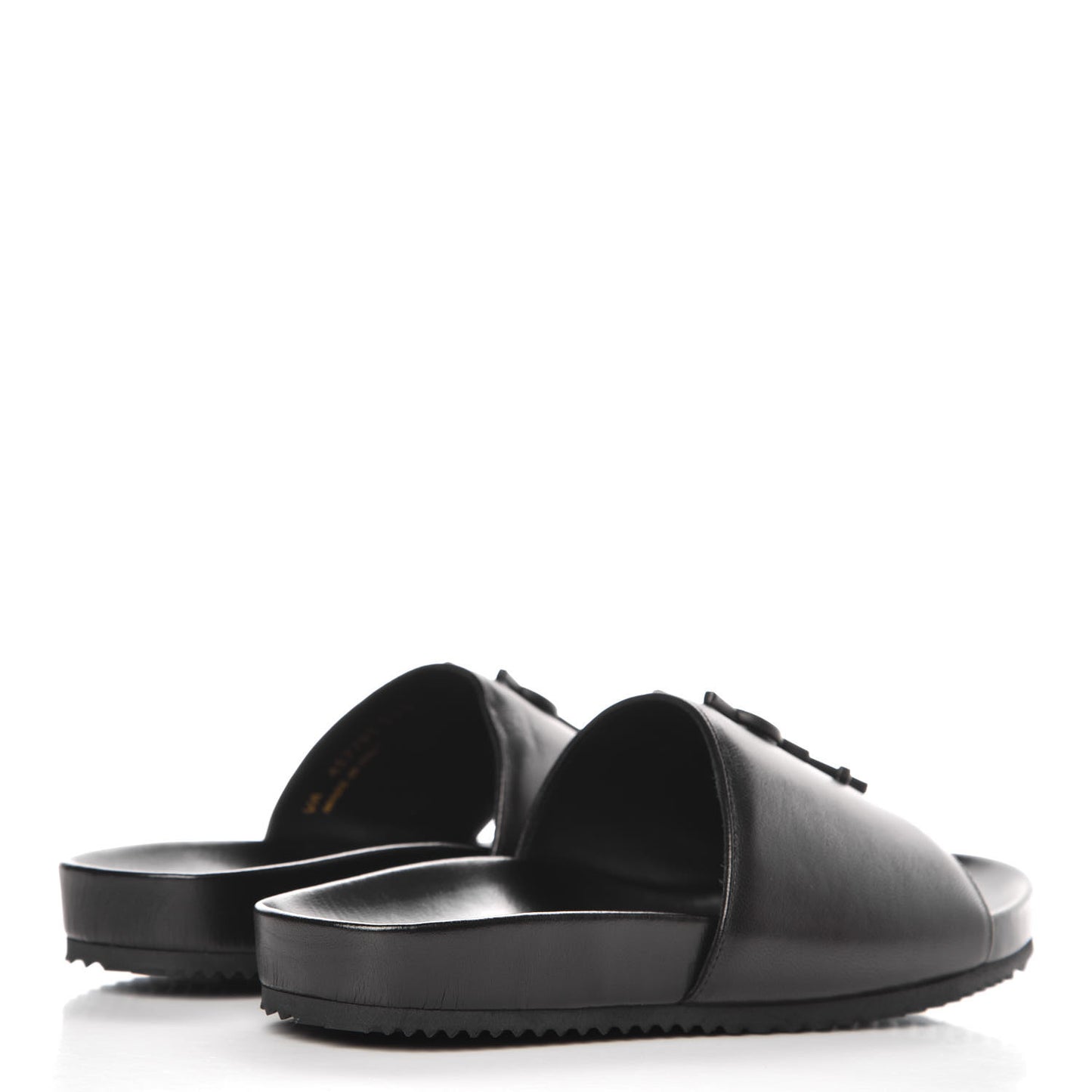 Calfskin Monogram Joan Slide Sandals 35.5 Black