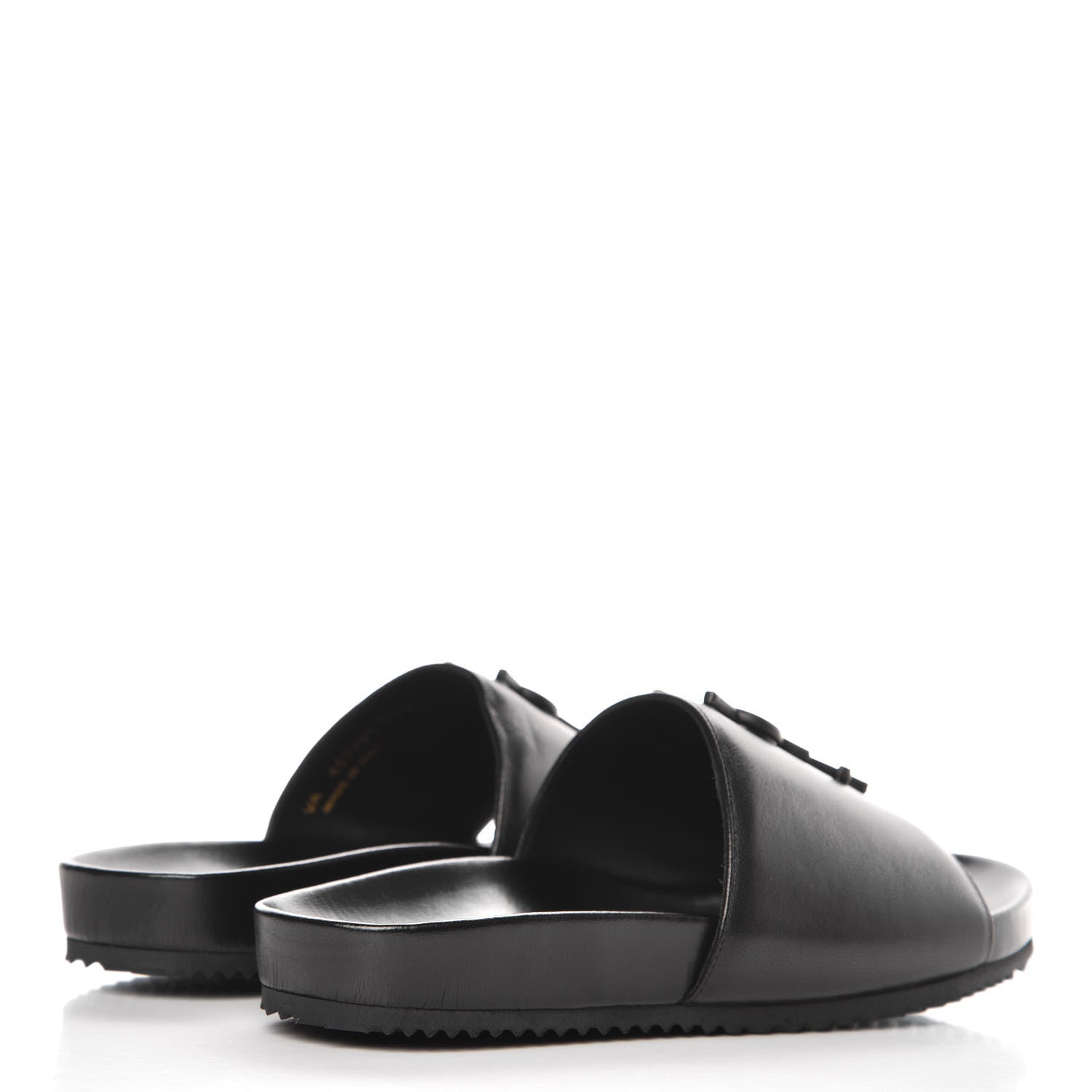Saint Laurent Calfskin Monogram Joan Slide Sandals 35.5 Black 4 of 11