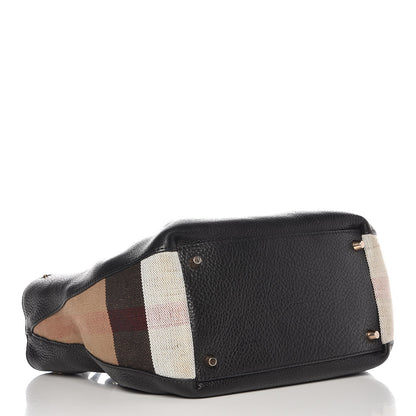 Burberry Grainy Calfskin House Check Small Maidstone Black 4 of 11