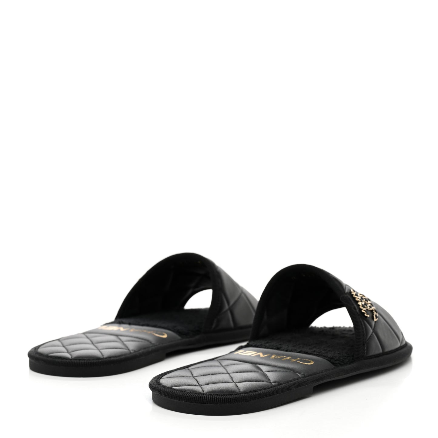 Lambskin CC Flat Mules XS Black