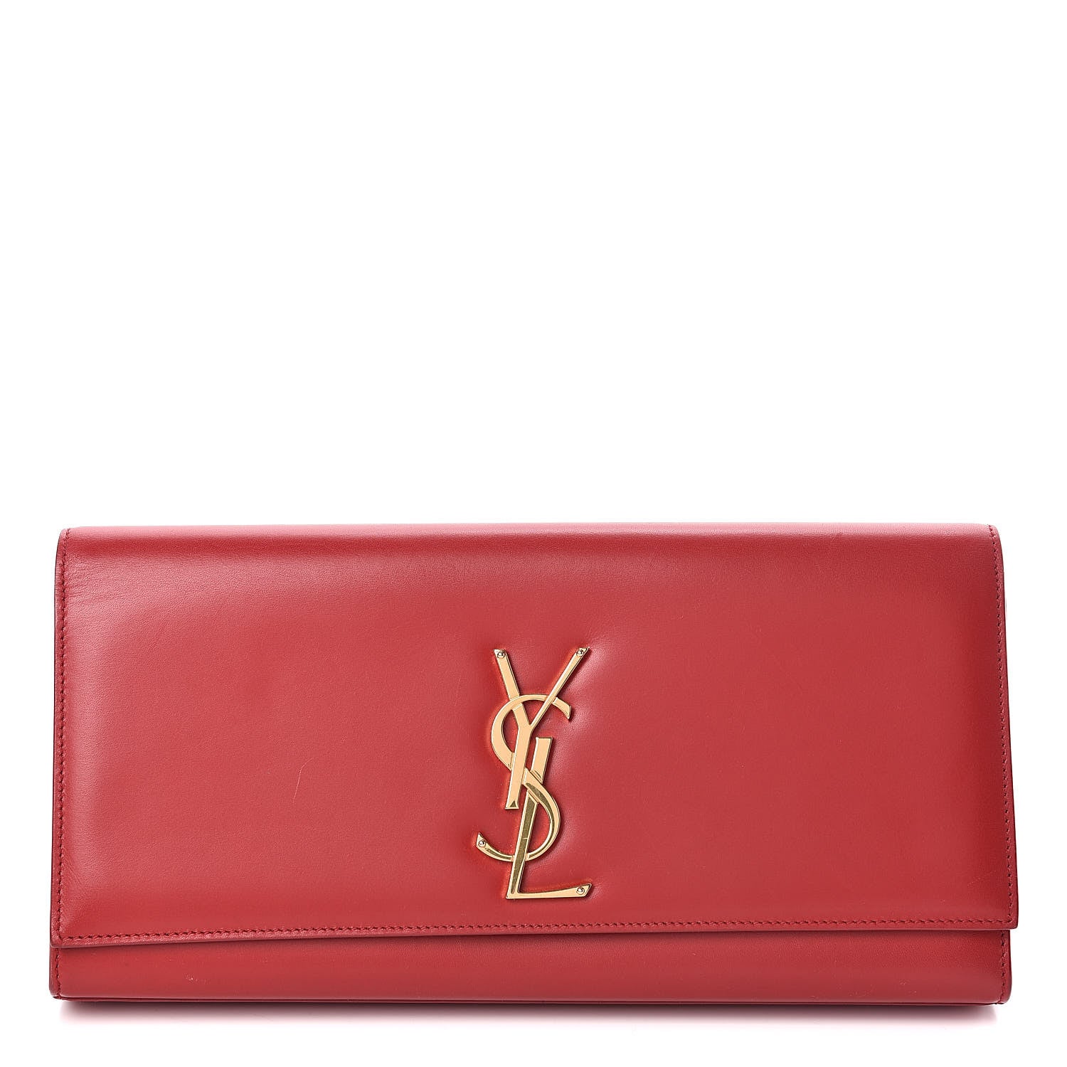 Saint Laurent Calfskin Monogram Cassandre Clutch Rouge Orient 1 of 8