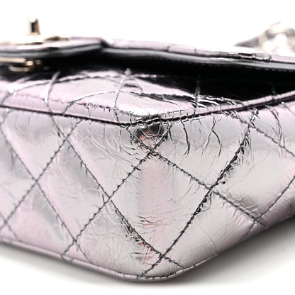Chanel Crumpled Metallic Calfskin Quilted Ring Handle Mini Flap Silver 10 of 10