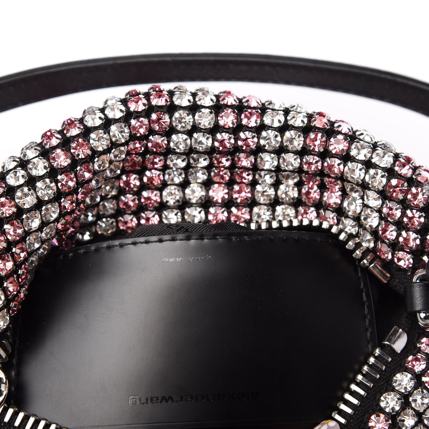 Mesh Crystal Rhinestone Mini Heiress Pouch Pink Silver