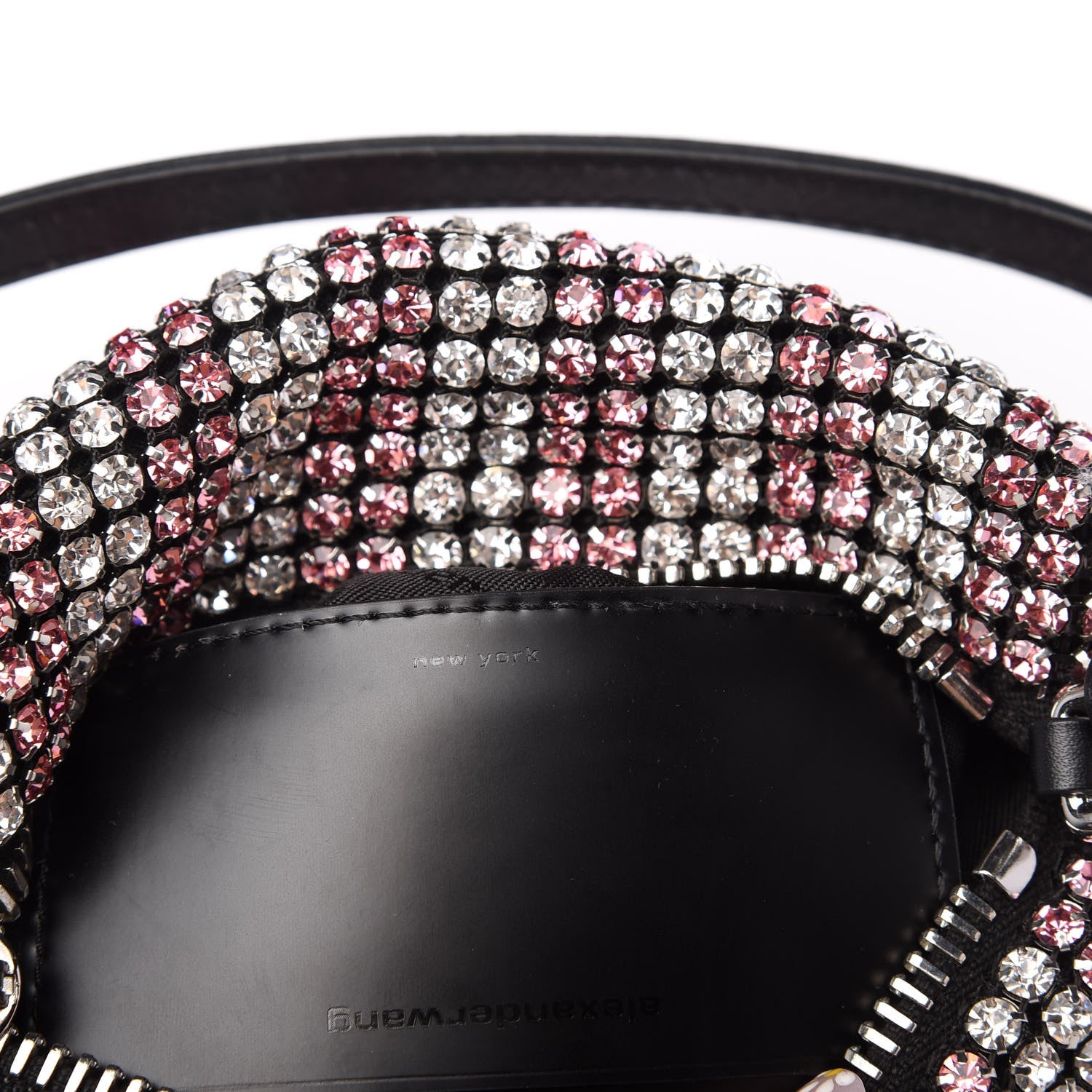 Alexander Wang Mesh Crystal Rhinestone Mini Heiress Pouch Pink Silver 8 of 11