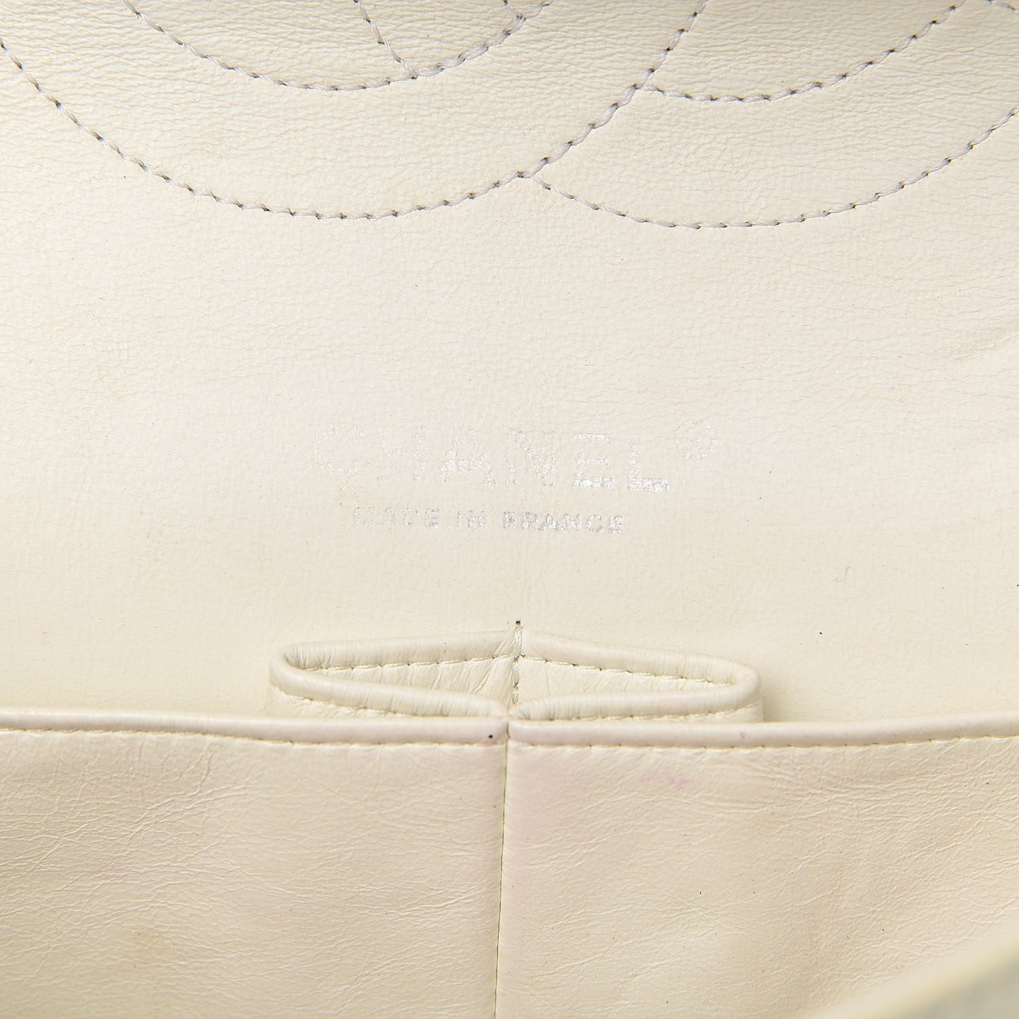 Patent Quilted Medium Double Flap Ivory