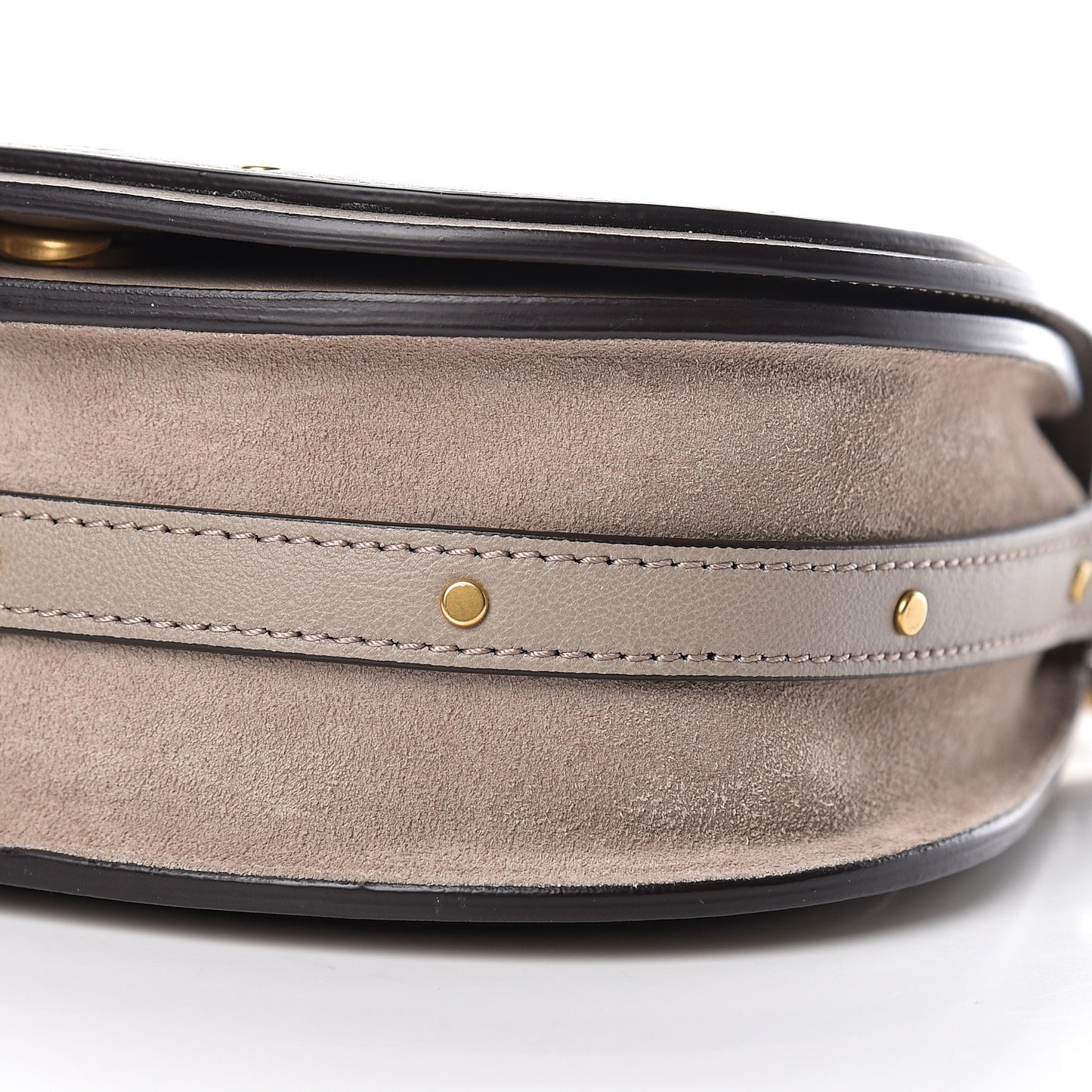 Calfskin Suede Small Nile Bracelet Bag Motty Grey