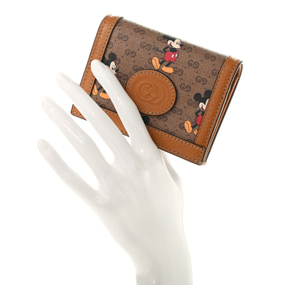 Gucci X DISNEY Mini Vintage GG Supreme Monogram Mickey Mouse Card Holder Wallet Beige Vintage Sun Oil 2 of 7