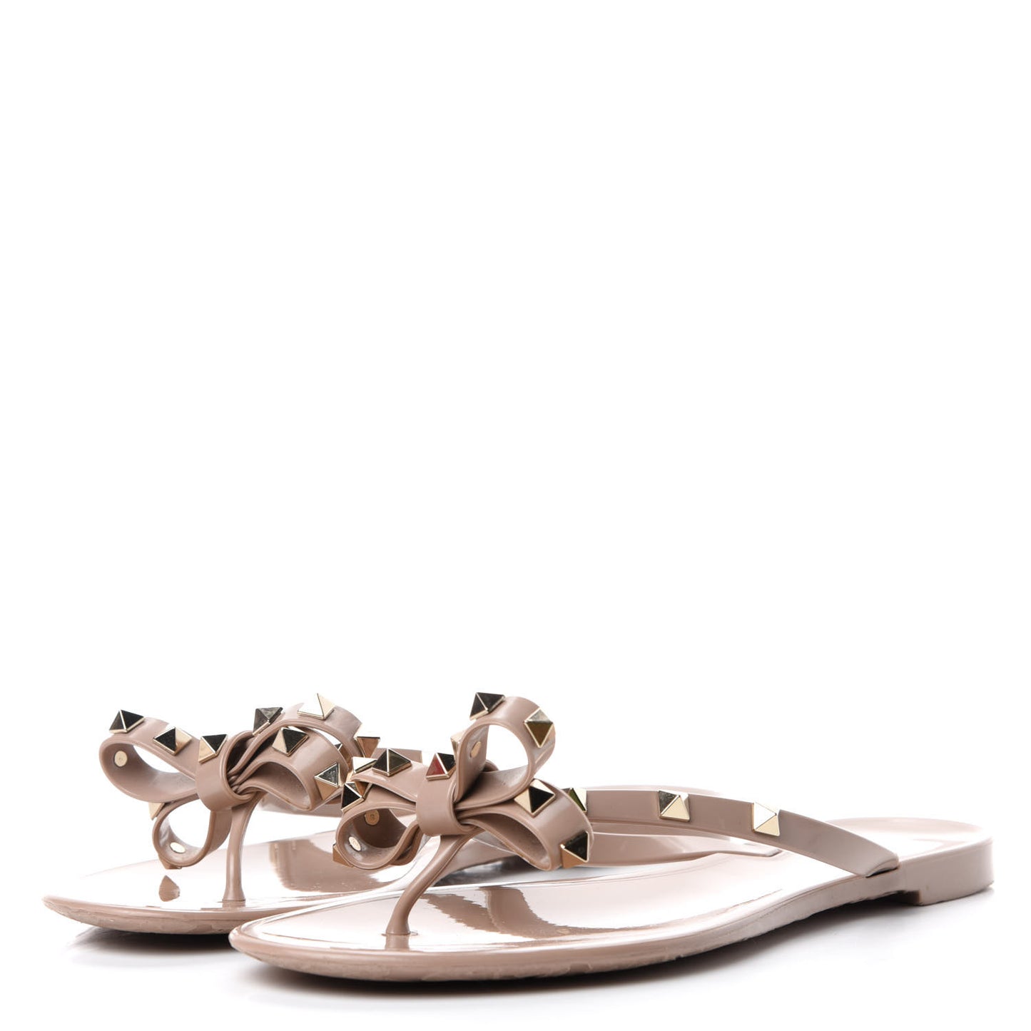 PVC Jelly Rockstud Bow Thong Sandals 40 Poudre