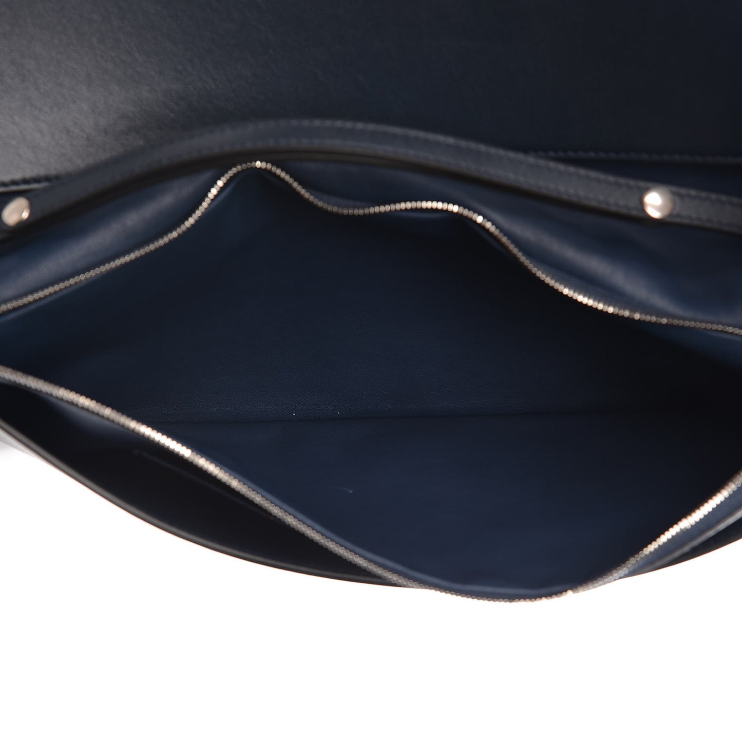 Smooth Calfskin Oval Clutch Navy