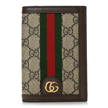 Gucci GG Supreme Monogram Web Ophidia Passport Case Beige New Acero 1 of 8