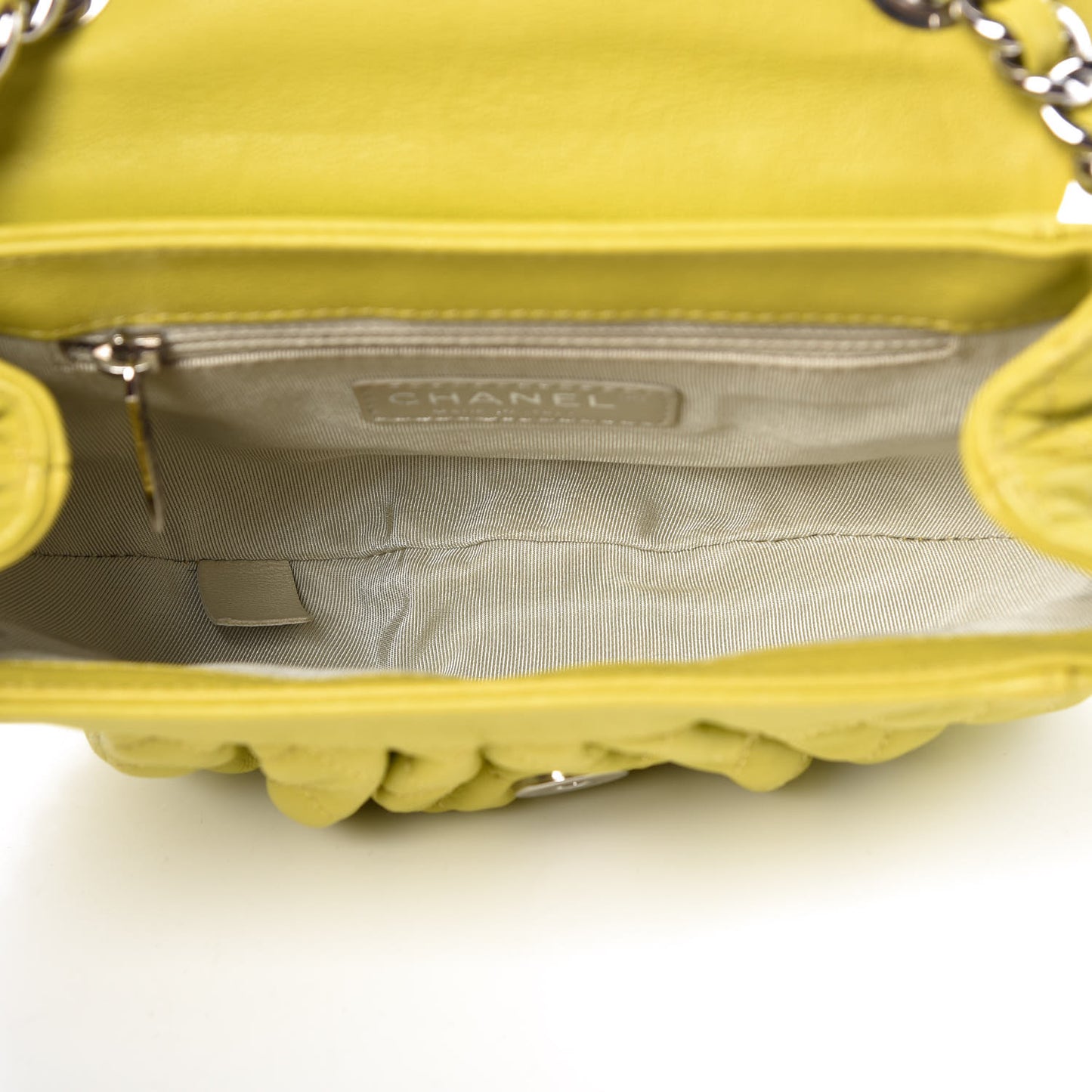 Washed Lambskin Quilted Mini Chain Around Flap Yellow