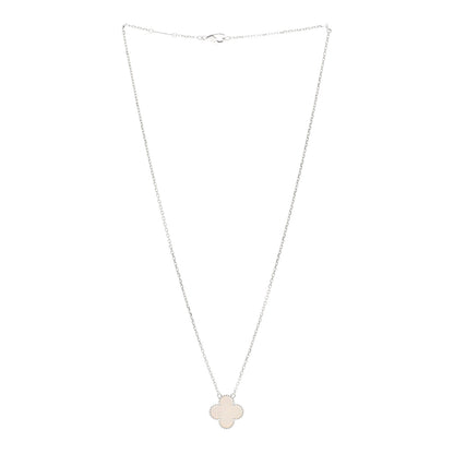 Van Cleef & Arpels 18K White Gold Mother of Pearl Vintage Alhambra Pendant Necklace 3 of 6