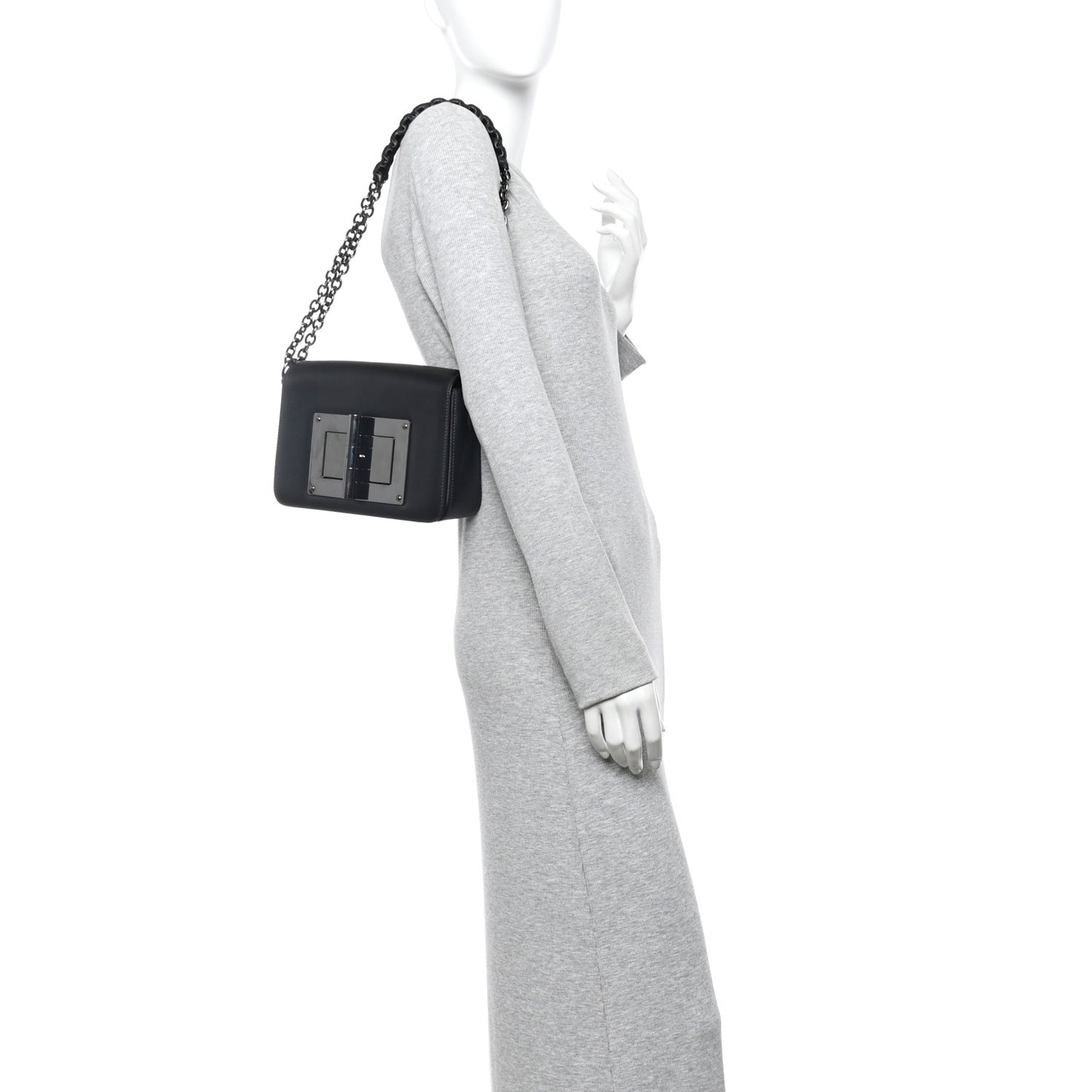 Calfskin Medium Natalia Chain Bag Black