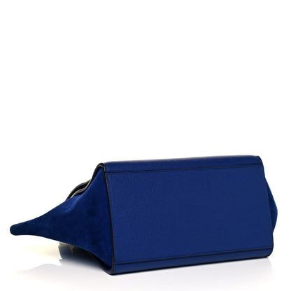 Celine Drummed Calfskin Suede Small Trapeze Indigo 3 of 9