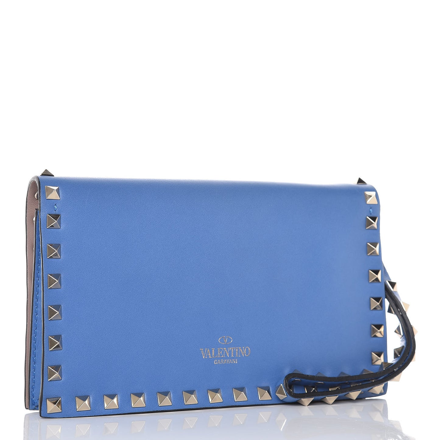Nappa Small Rockstud Wristlet Clutch Light Sapphire