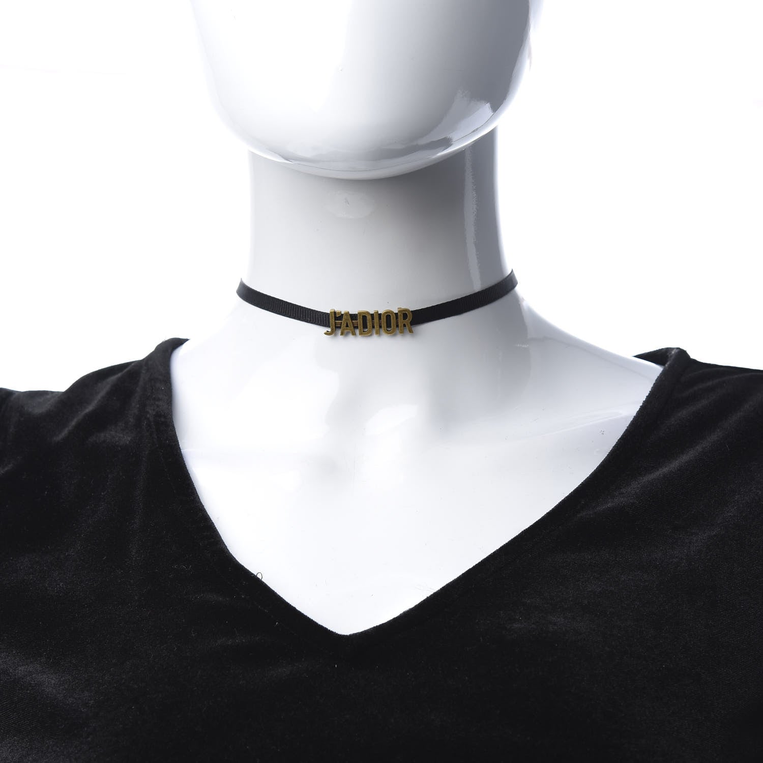 Christian Dior Grosgrain Ribbon J'Adior Logo Choker Necklace Black 2 of 4