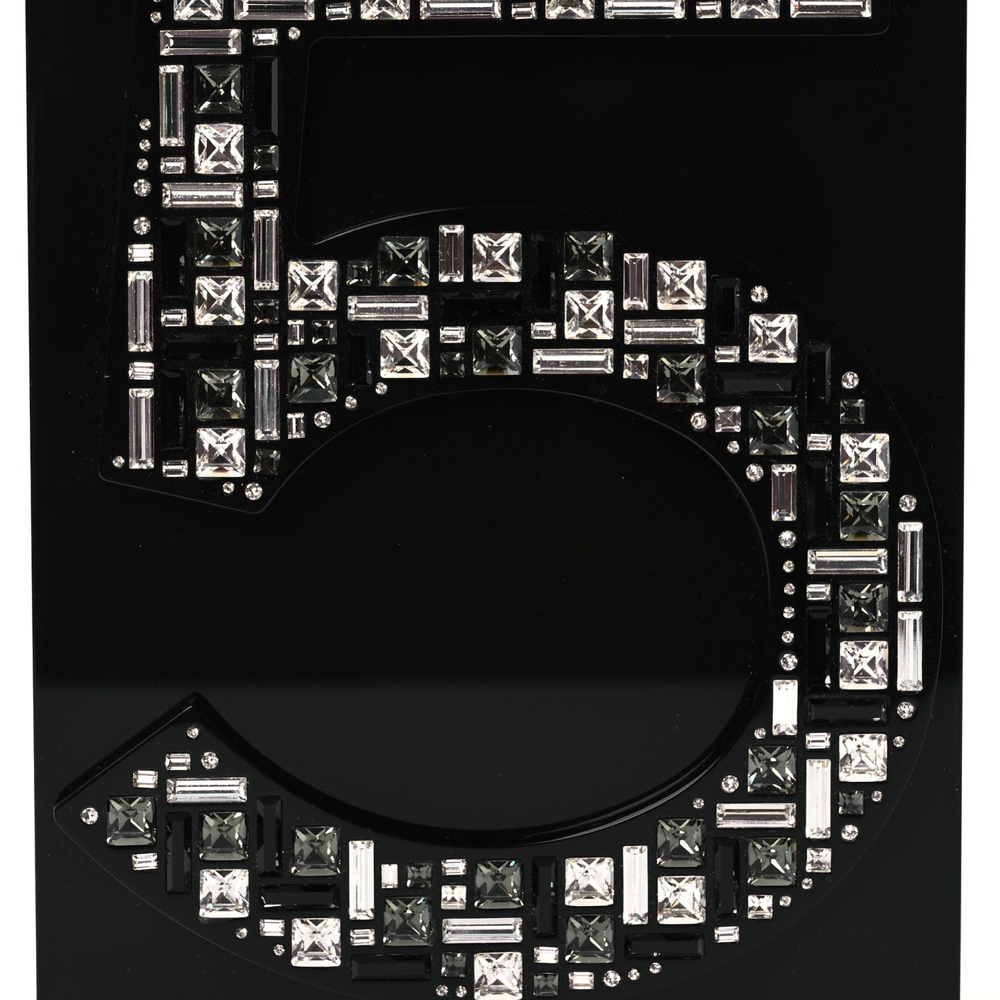 Plexiglass Strass Mosaic No 5 Minaudière Clutch  Black