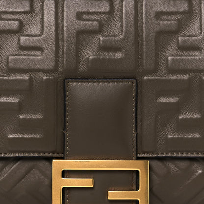 Fendi Nappa FF 1974 Embossed Large Baguette Wood 8 of 13