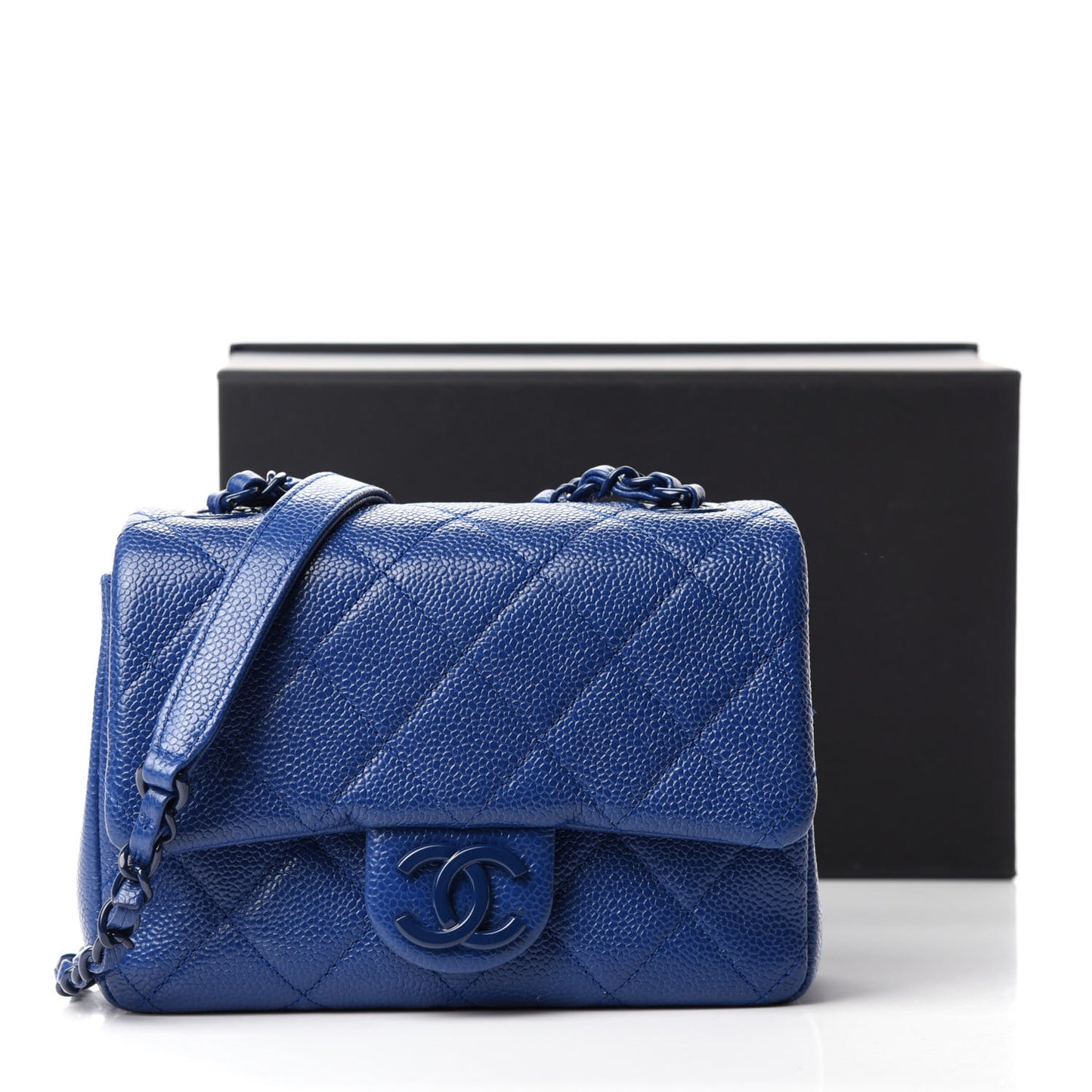 Caviar Quilted Incognito Mini Square Flap Dark Blue