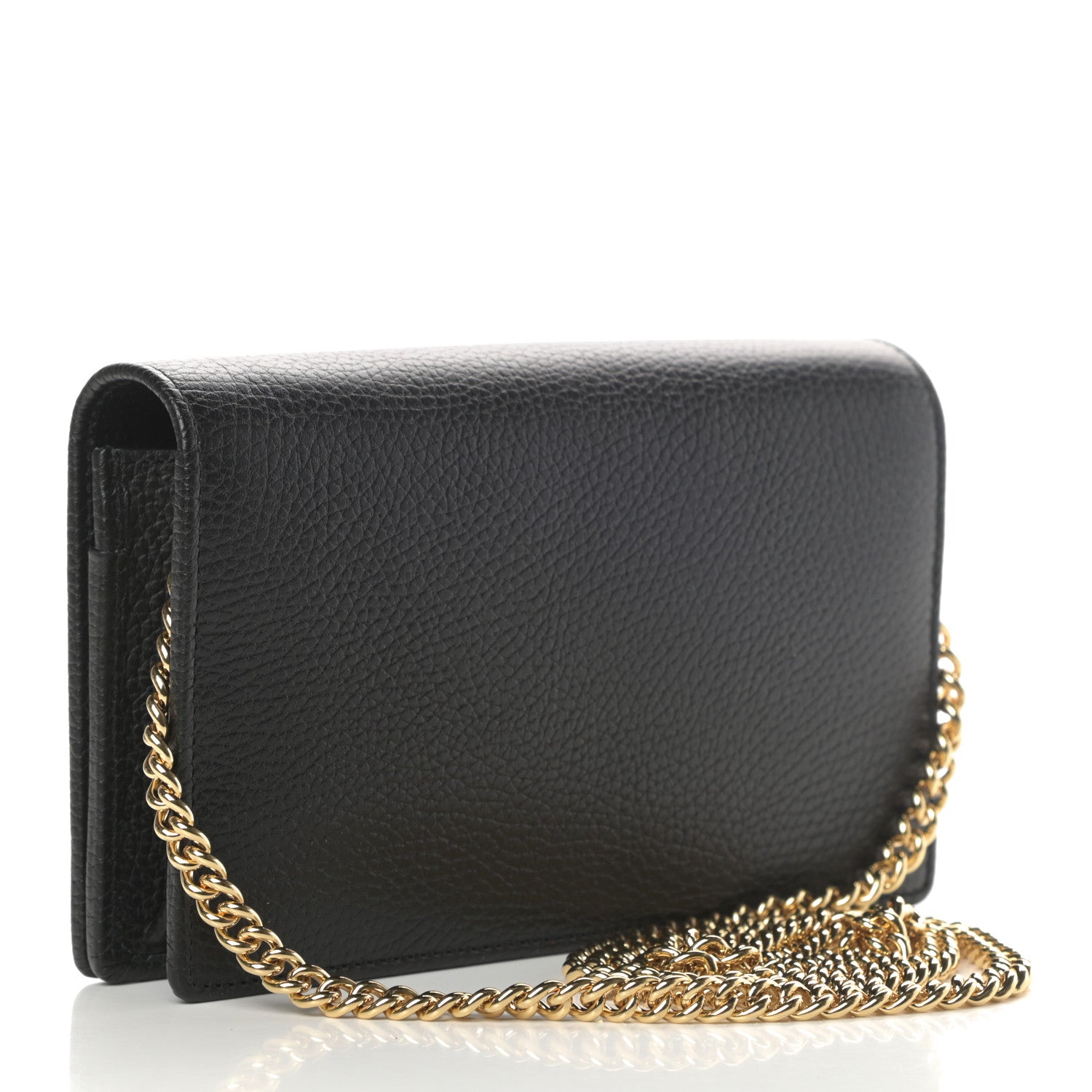 Gucci Calfskin Mini GG Marmont Chain Wallet Black 3 of 11