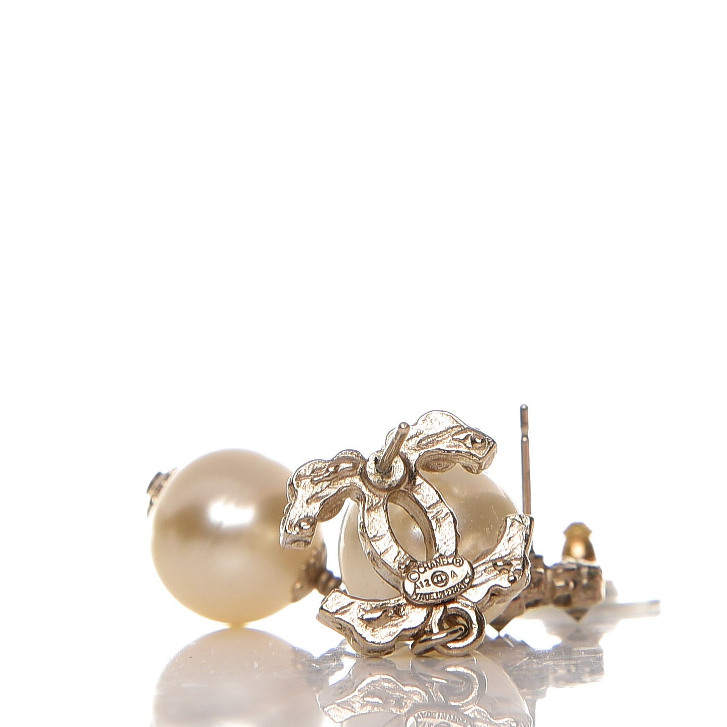 Crystal Pearl CC Drop Earrings Gold