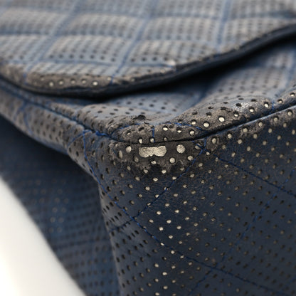 Chanel Lambskin Perforated Jumbo Single Flap Blue 9 of 19