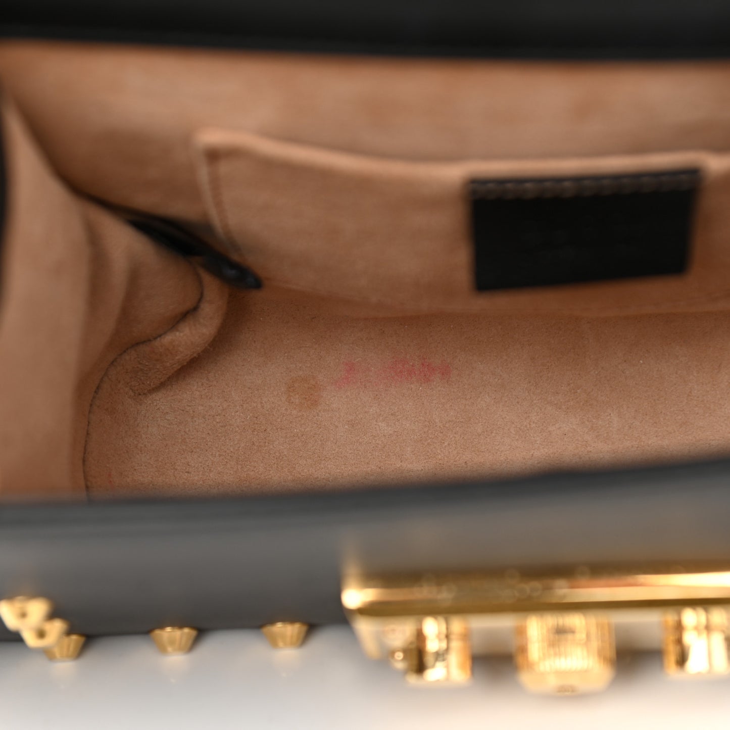 Calfskin Studded Small Padlock Shoulder Bag Black