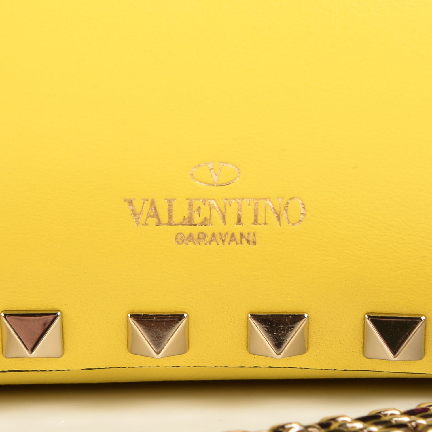 Valentino Garavani Vitello Small Rockstud Chain Flap Crossbody Bag Naples Yellow 6 of 8