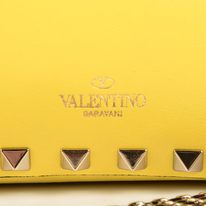 Valentino Garavani Vitello Small Rockstud Chain Flap Crossbody Bag Naples Yellow 6 of 8