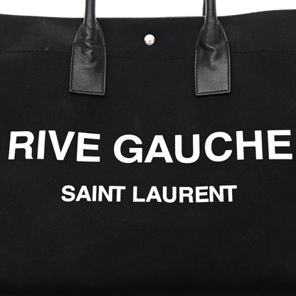 Saint Laurent Linen Calfskin Rive Gauche Tote Black 8 of 17