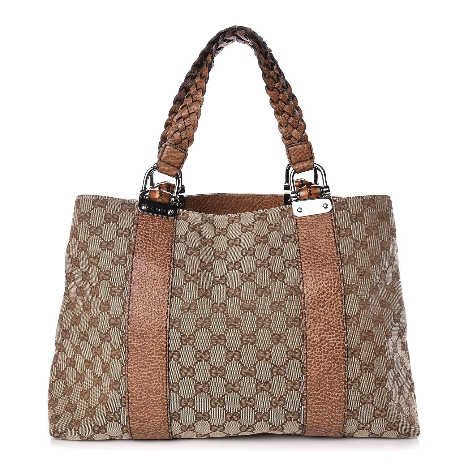 Gucci Monogram Medium Bamboo Bar Tote Brown 1 of 10