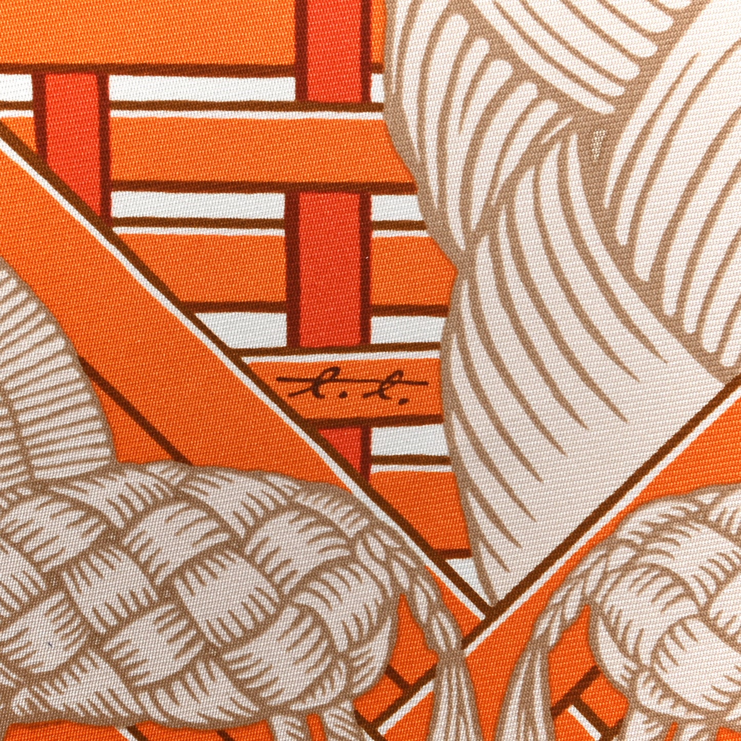 Silk Masan & Masan Scarf 90 Orange Grege Tabac