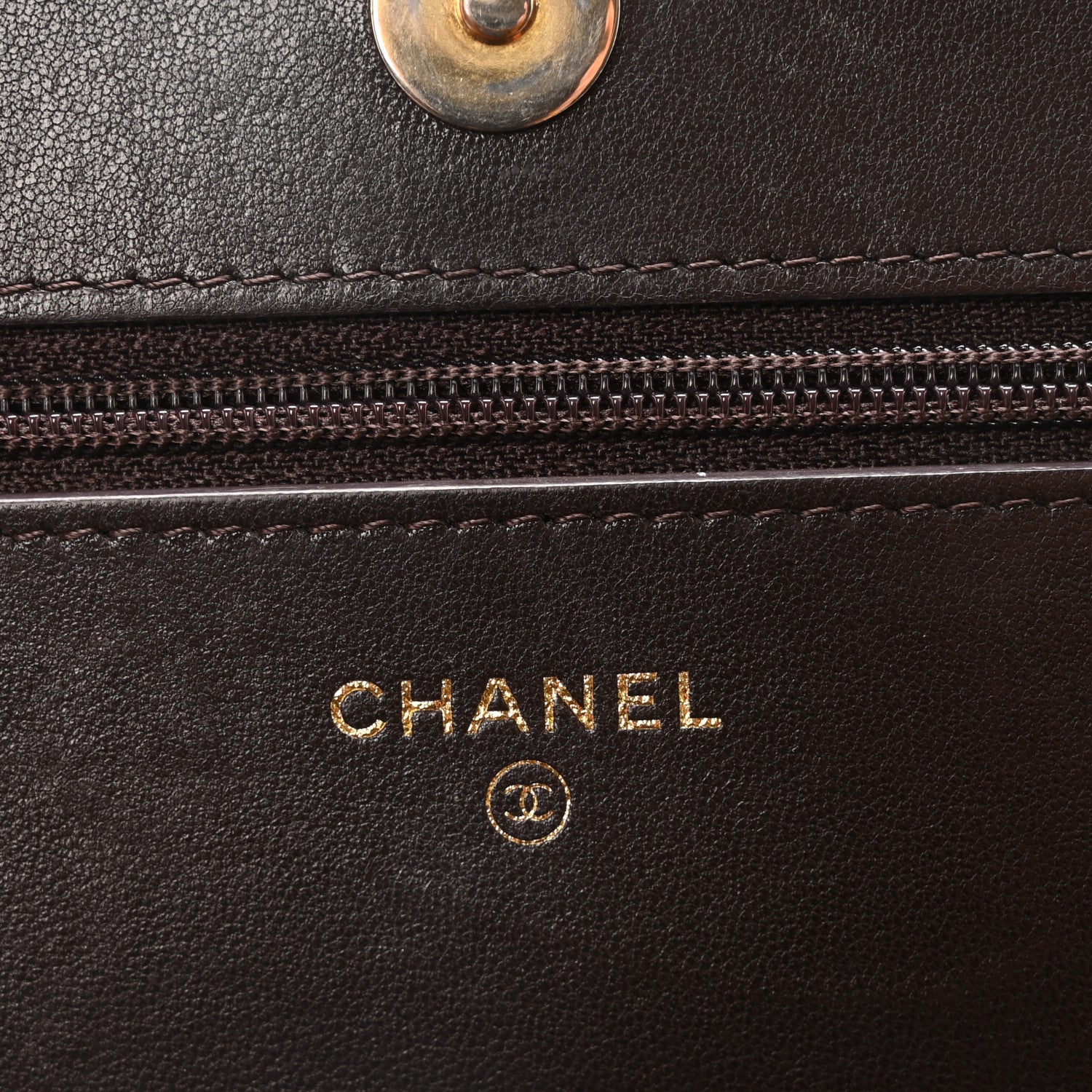Chanel Lambskin Quilted Chanel 19 Wallet On Chain WOC Dark Brown 6 of 10