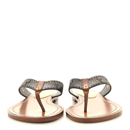 Louis Vuitton Monogram Sunny Flat Thong Sandals 37.5 Brown 2 of 8