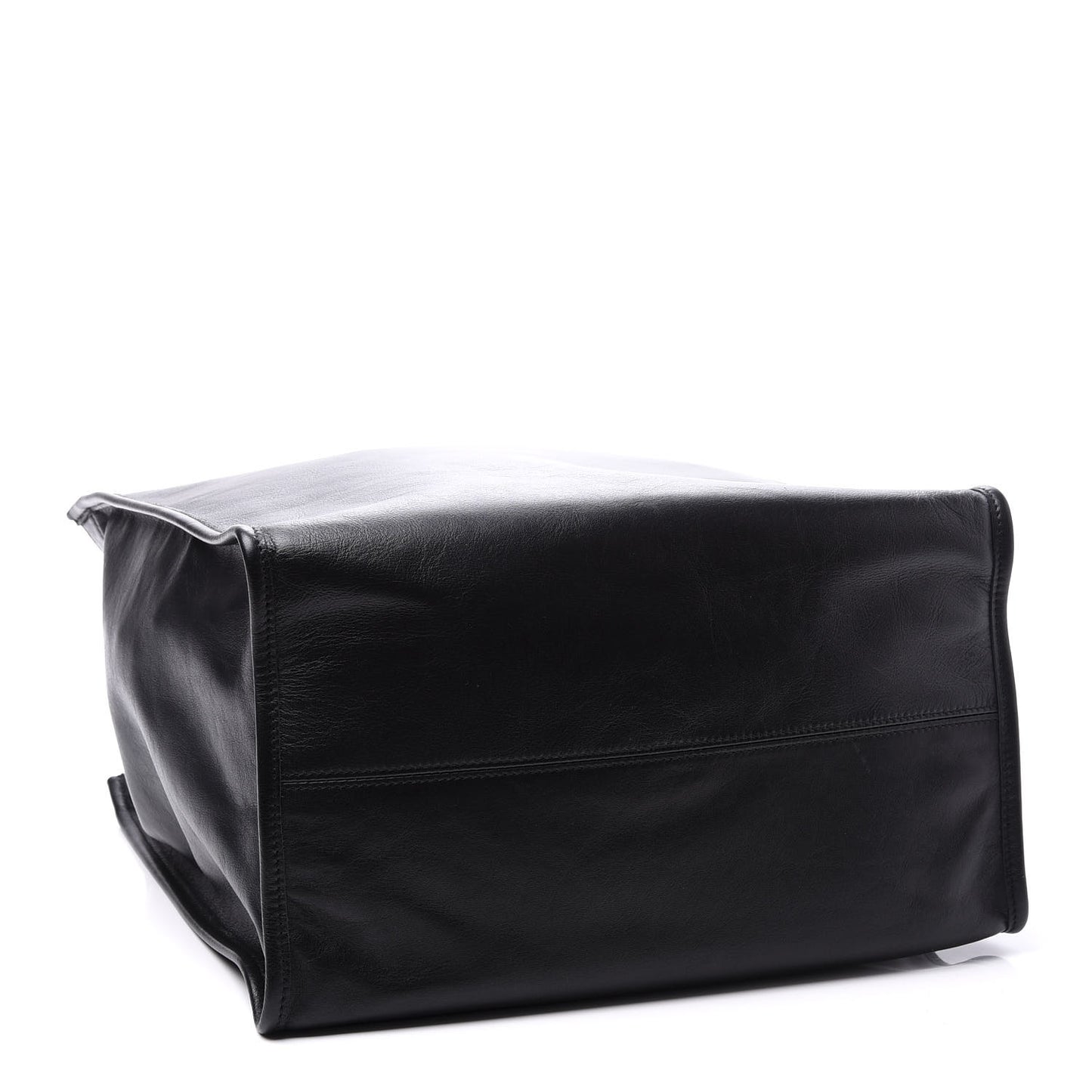 Calfskin Printed Logo Small Market Shopper Tote Black