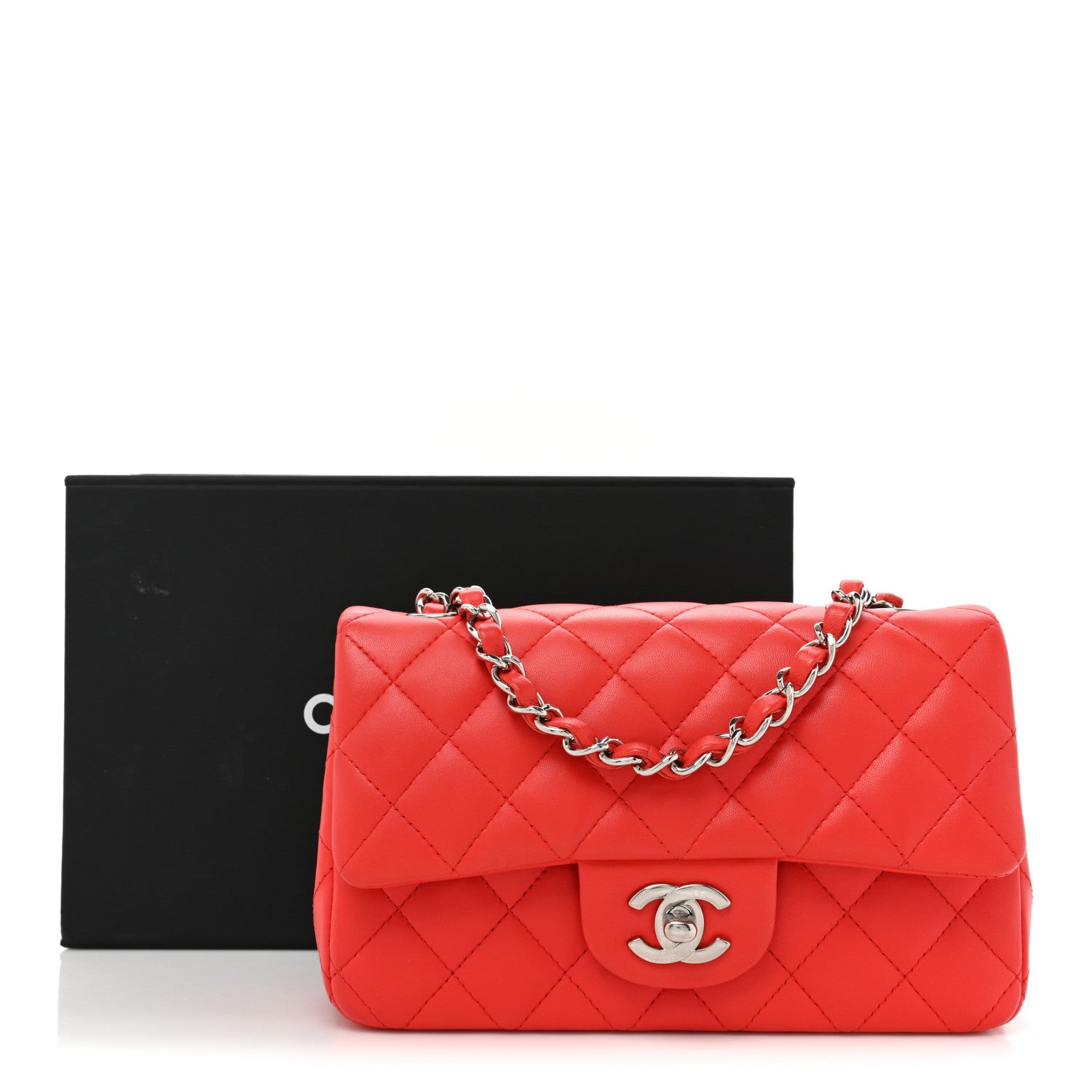 Chanel Lambskin Quilted Mini Rectangular Flap Red 16 of 16